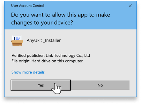 Click 'Yes' to continue