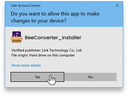 Click 'Yes' to continue
