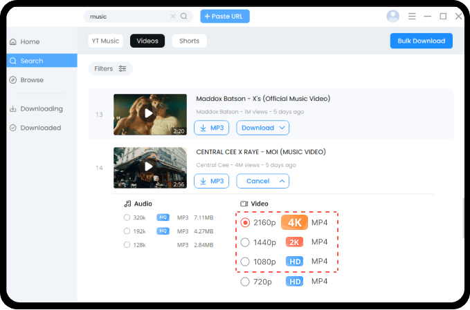 ดาวน์โหลดวิดีโอ HD/4K