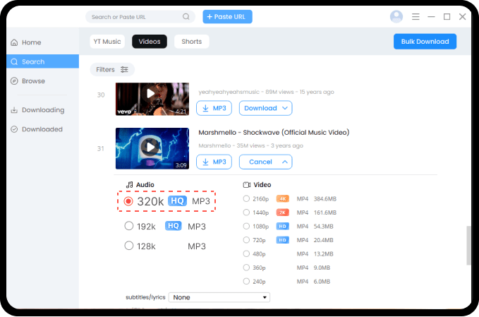 320k ดาวน์โหลด MP3